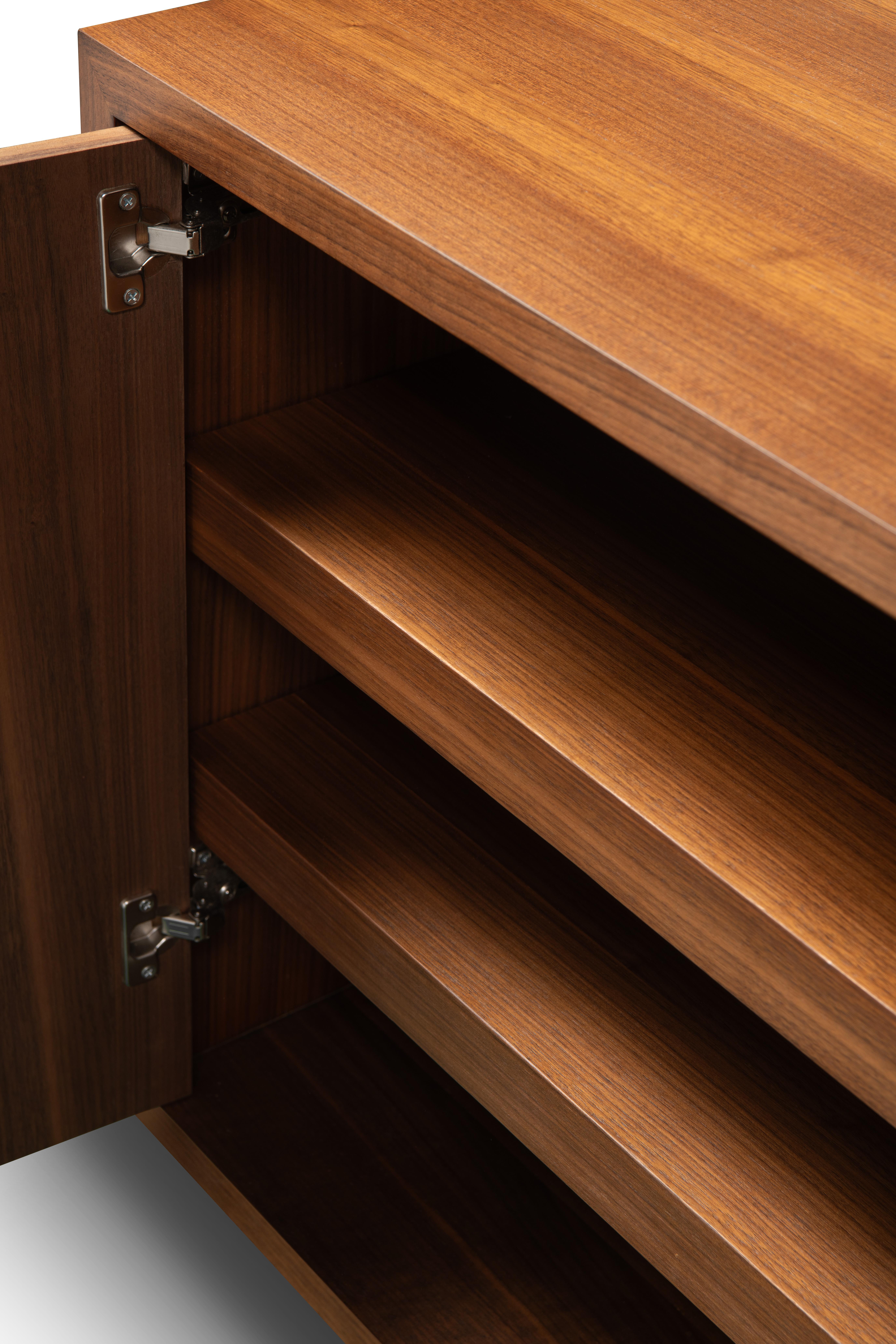 Contemporary Modern Walnut and Bronze Buffet Designed by Greg Sheres; 