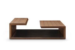 Modern Walnut and Bronze Cocktail Table Designed by Greg Sheres. In Stock.