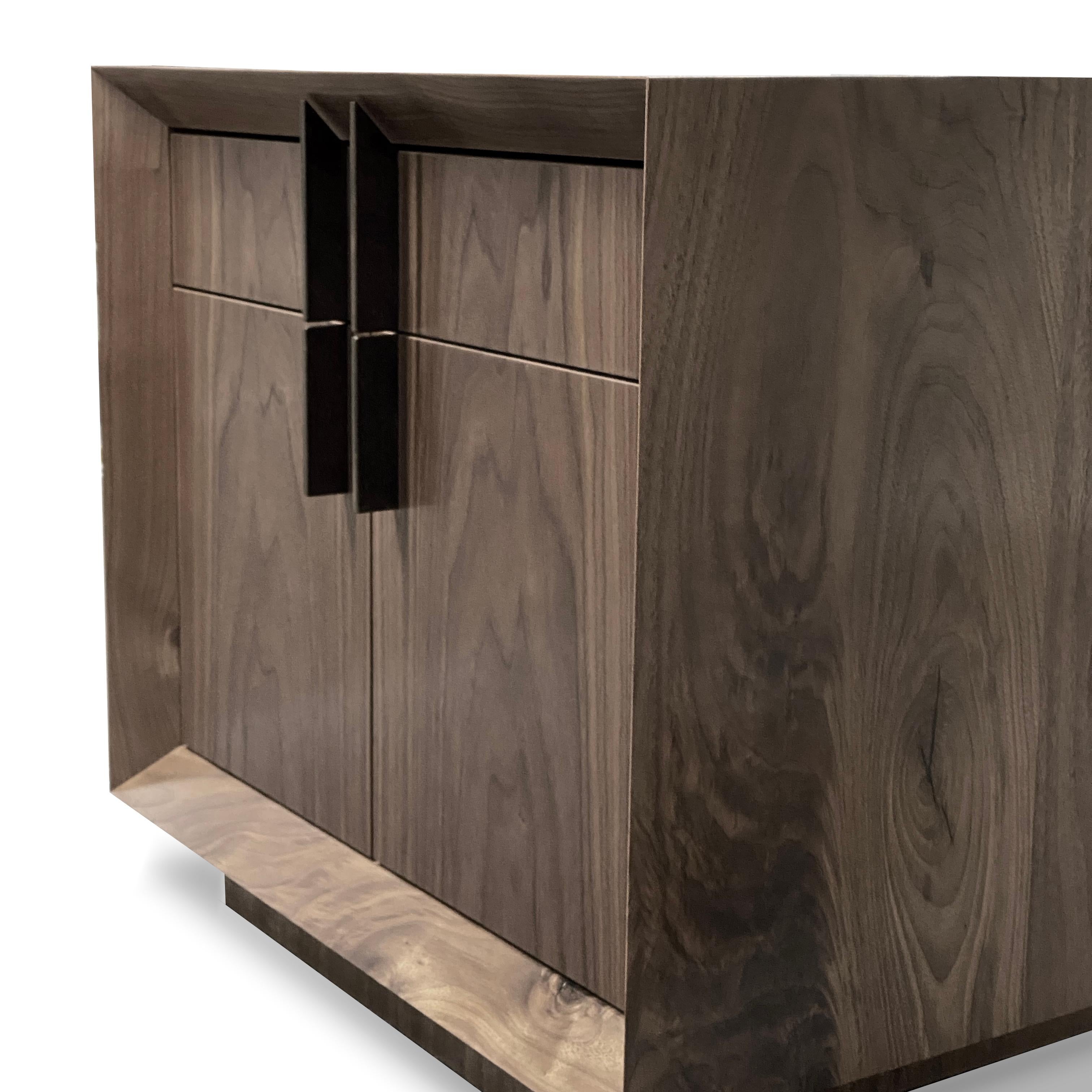 American Modern Walnut and Ebony Night Stand or End Table For Sale