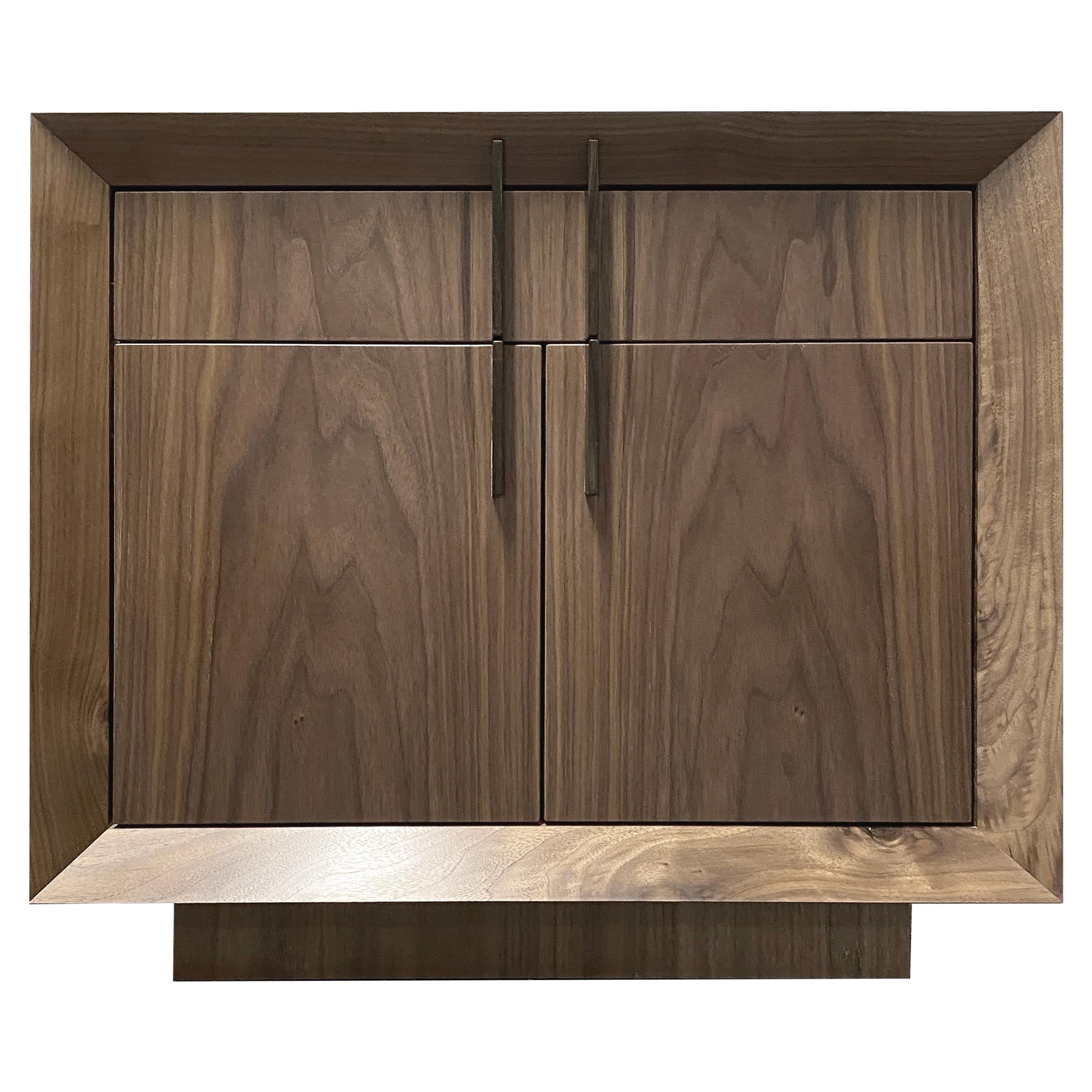 Modern Walnut and Ebony Night Stand or End Table