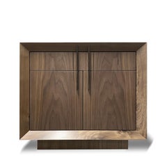 Modern Walnut and Ebony Night Stand or End Table