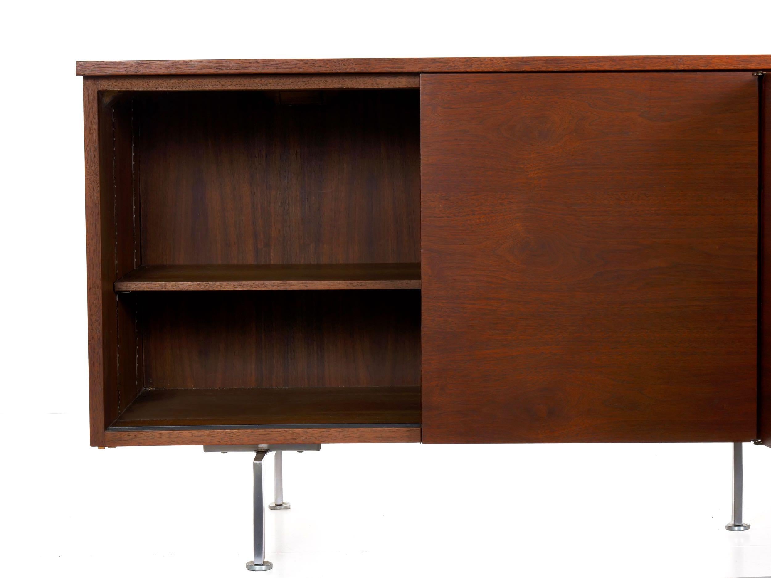 20th Century Modern Walnut and Steel Office Credenza Filing Cabinet, Robert John circa 1960s