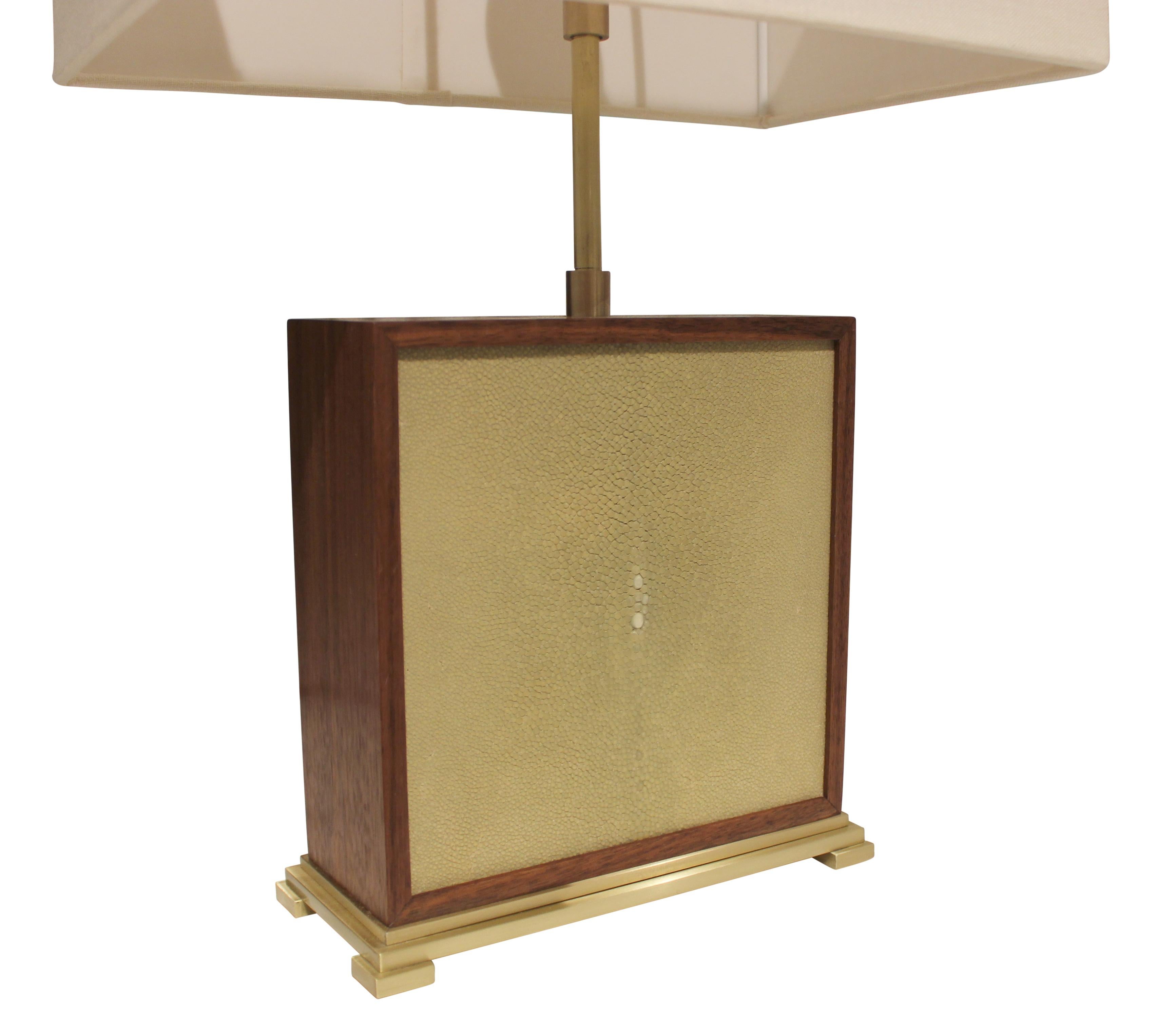 American Modernist Series Walnut and Shagreen Table Lamp