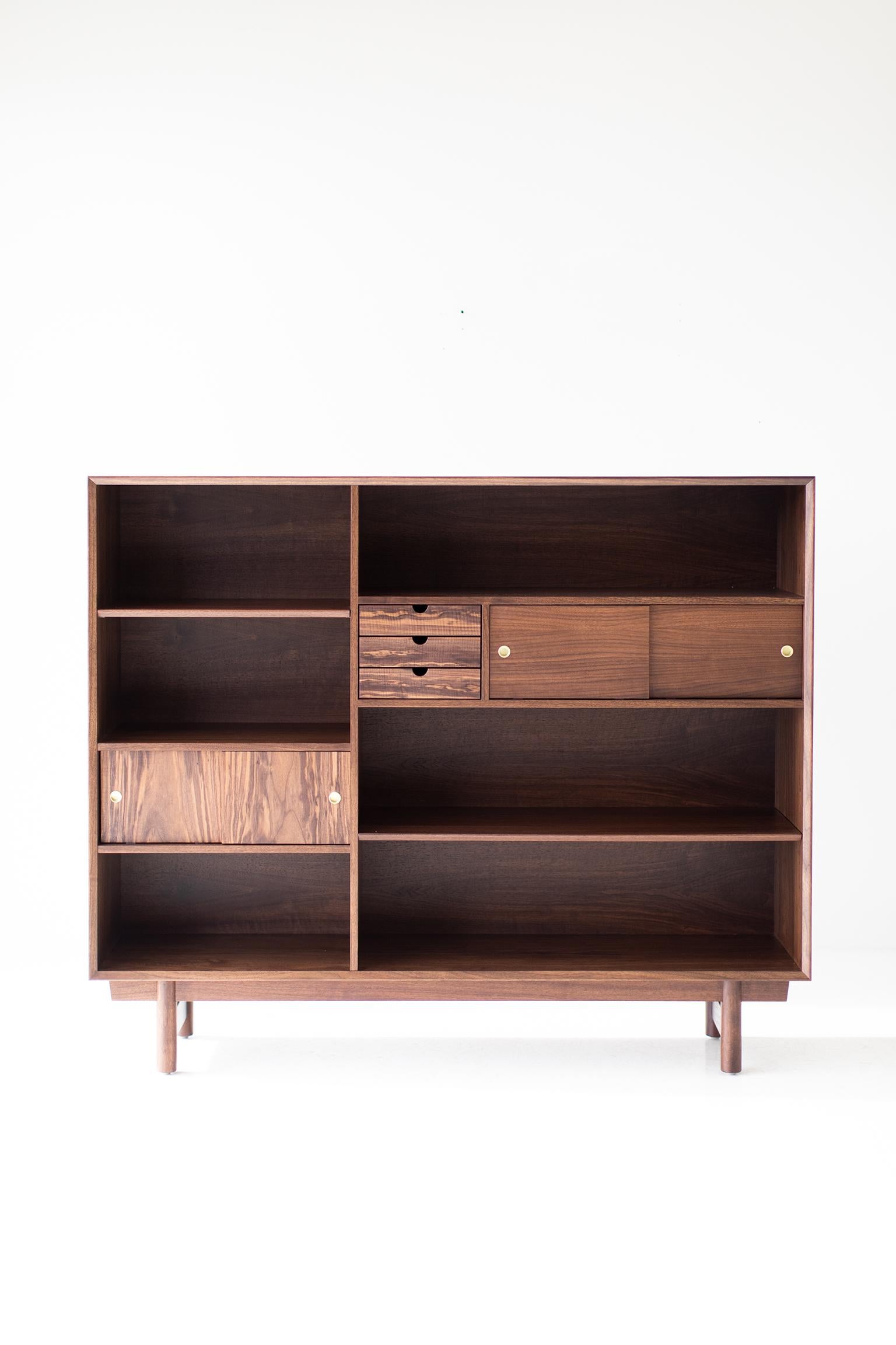 Modern Walnut Bookcase by Lawrence Peabody In New Condition For Sale In Oak Harbor, OH