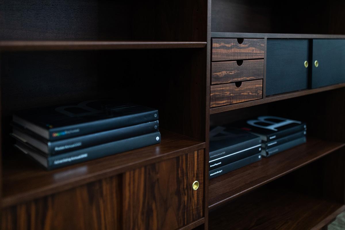 Modern Walnut Bookcase by Lawrence Peabody For Sale 3