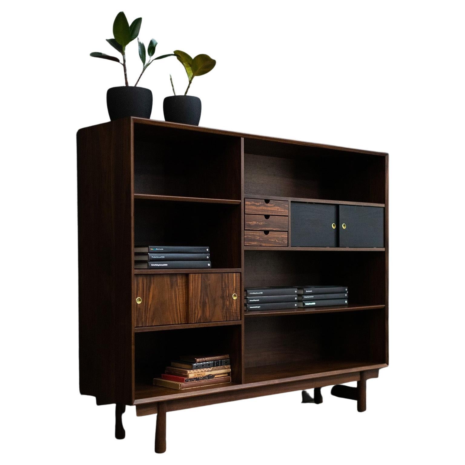Modern Walnut Bookcase by Lawrence Peabody For Sale