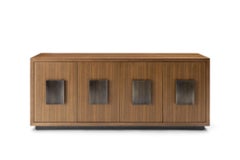 Modern Walnut Buffet with Bronze pulls and plinth by Designer Greg Sheres