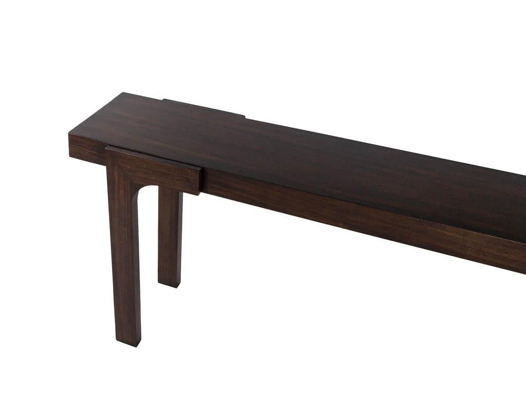 Modern Walnut Console Table In New Condition For Sale In North York, ON