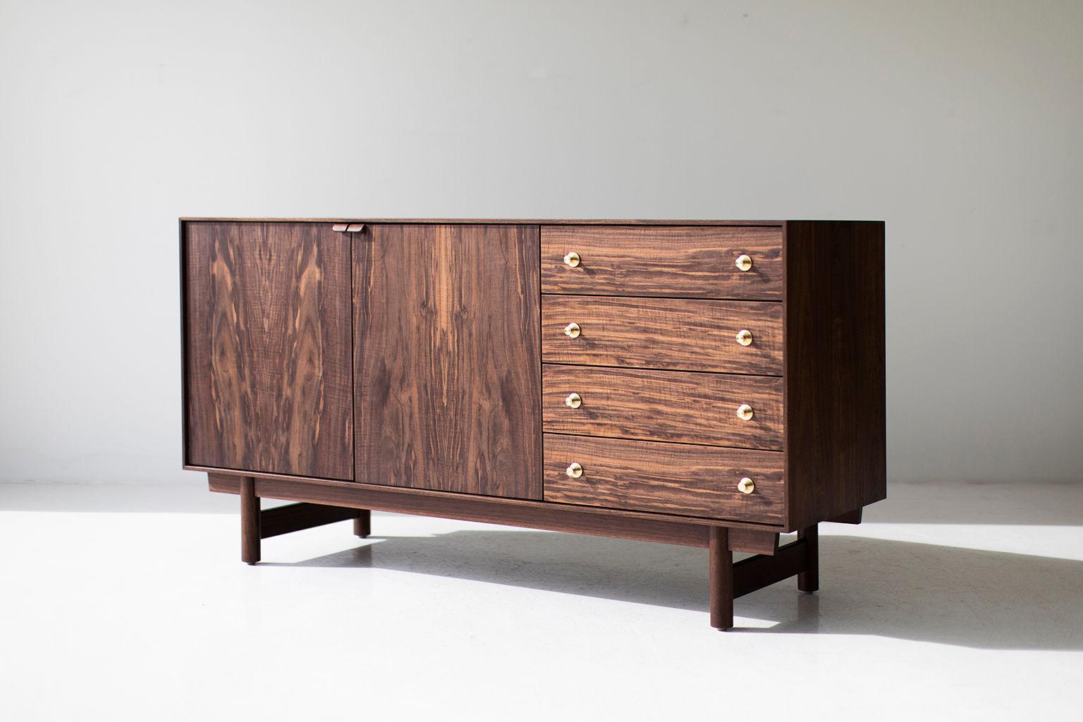 Contemporary Modern Walnut Credenza the Peabody Collection For Sale