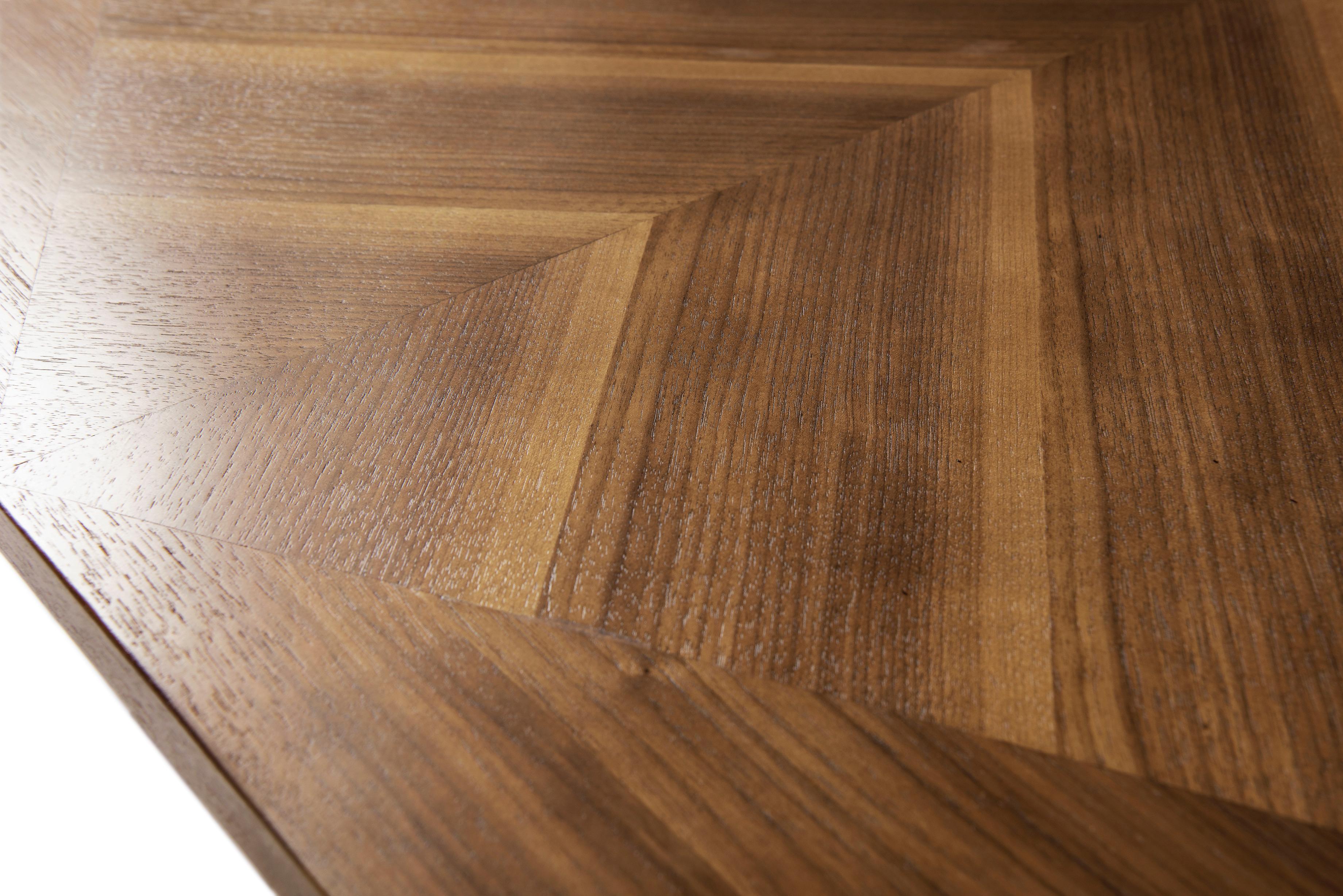 Parquetry Modern Walnut Dining Table Designed by Greg Sheres, In Stock For Sale