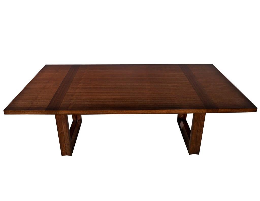 Modern Walnut Dining Table with Geometric Bases 4