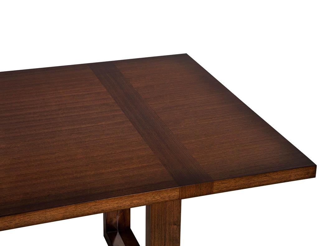 Modern Walnut Dining Table with Geometric Bases 5