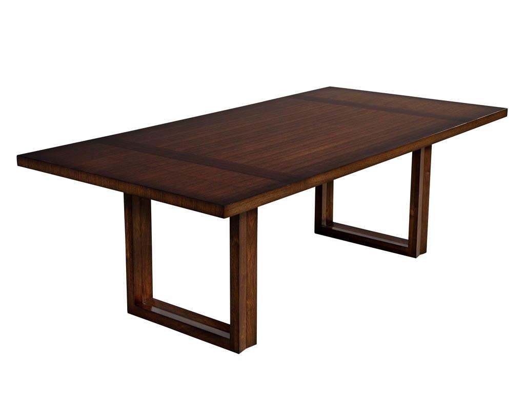 Mid-Century Modern Modern Walnut Dining Table with Geometric Bases