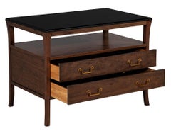 Modern Walnut End Table Chest