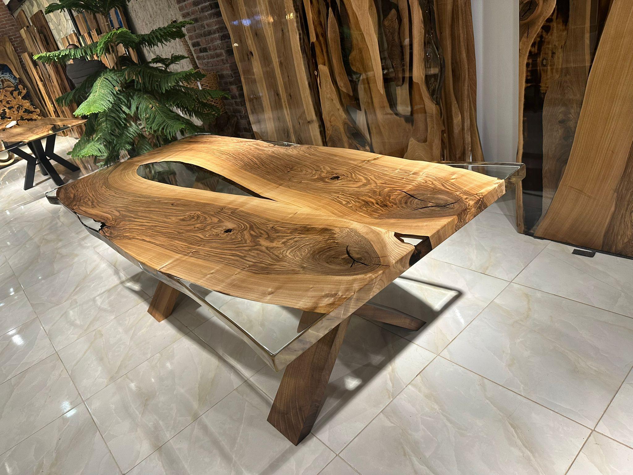 Modern Walnut Epoxy Resin River Custom Table In New Condition For Sale In İnegöl, TR