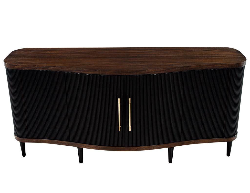 Modern Walnut Fluted Tambour Sideboard Credenza In Excellent Condition For Sale In North York, ON
