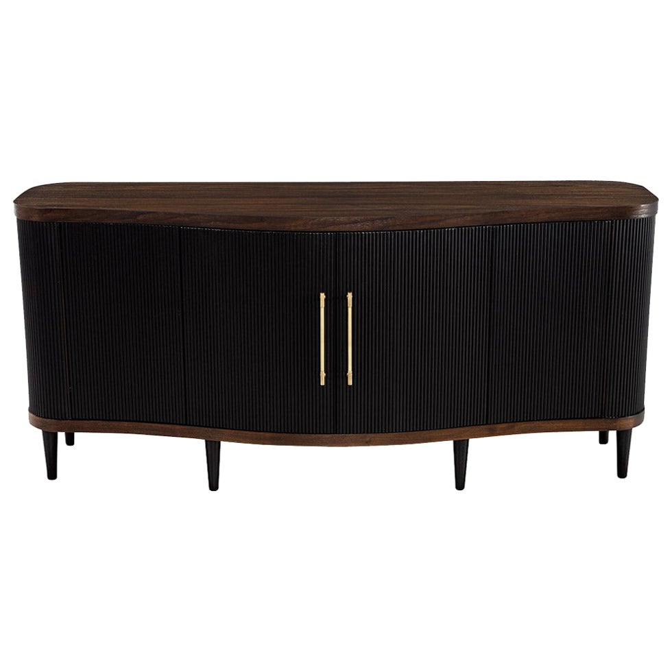 Modern Walnut Fluted Tambour Sideboard Credenza
