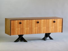Modern Walnut Koa Credenza Sculptural Legs by Thomas Throop Made to Order