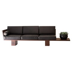 Modern Walnut Leather Sofa, The Suelo