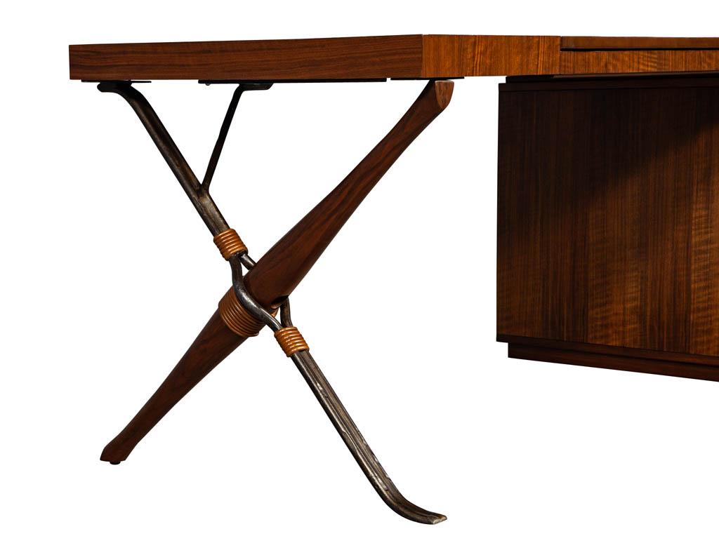 Modern Walnut Leather Top Writing Desk by Baker Furniture Mcguire Desk 4