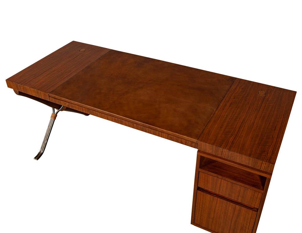 Modern Walnut Leather Top Writing Desk by Baker Furniture Mcguire Desk 5