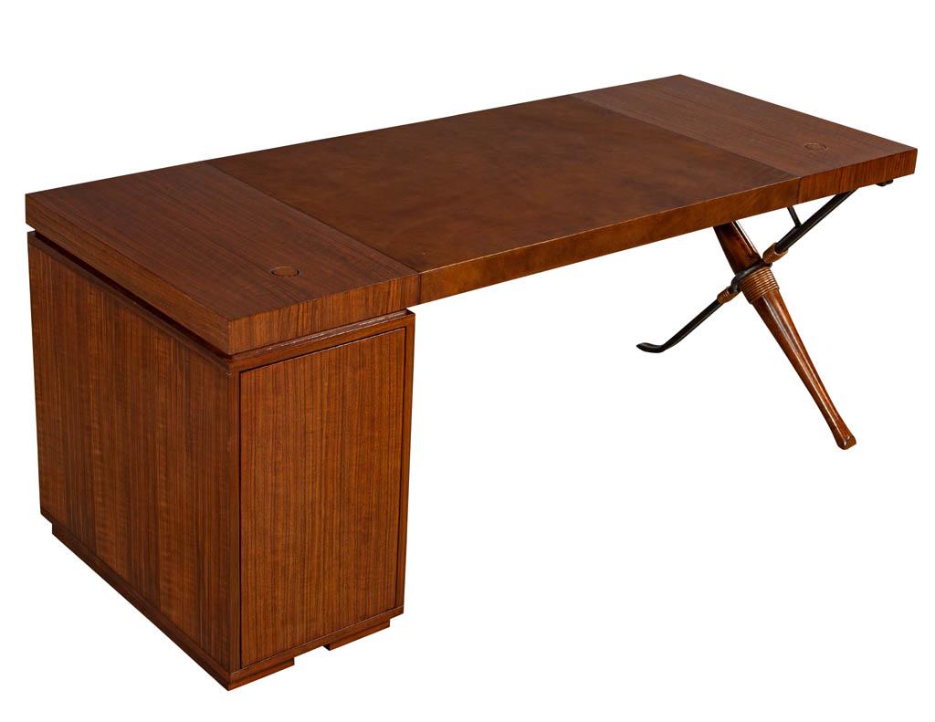 Modern Walnut Leather Top Writing Desk by Baker Furniture Mcguire Desk 6
