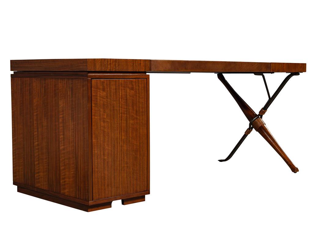 Modern Walnut Leather Top Writing Desk by Baker Furniture Mcguire Desk 7