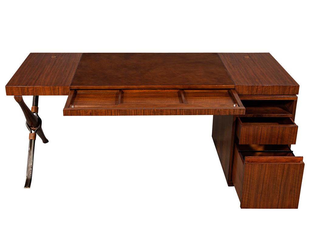American Modern Walnut Leather Top Writing Desk by Baker Furniture Mcguire Desk