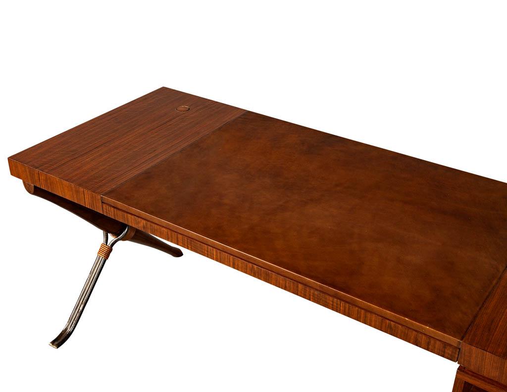 Modern Walnut Leather Top Writing Desk by Baker Furniture Mcguire Desk 1