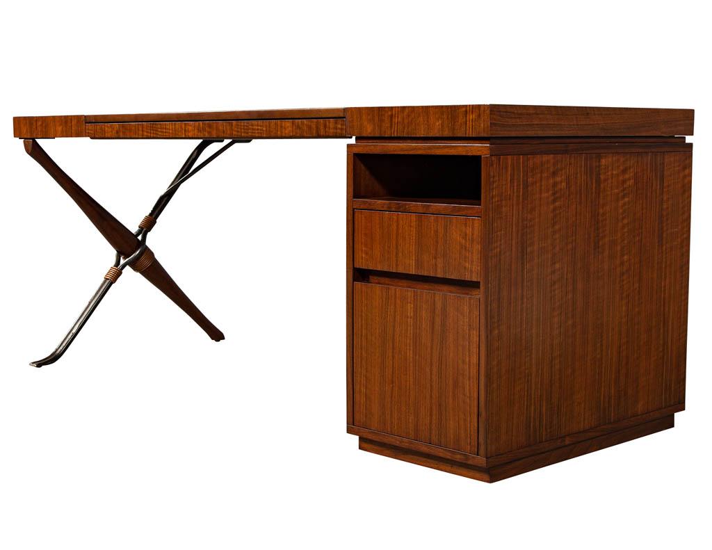 Modern Walnut Leather Top Writing Desk by Baker Furniture Mcguire Desk 2