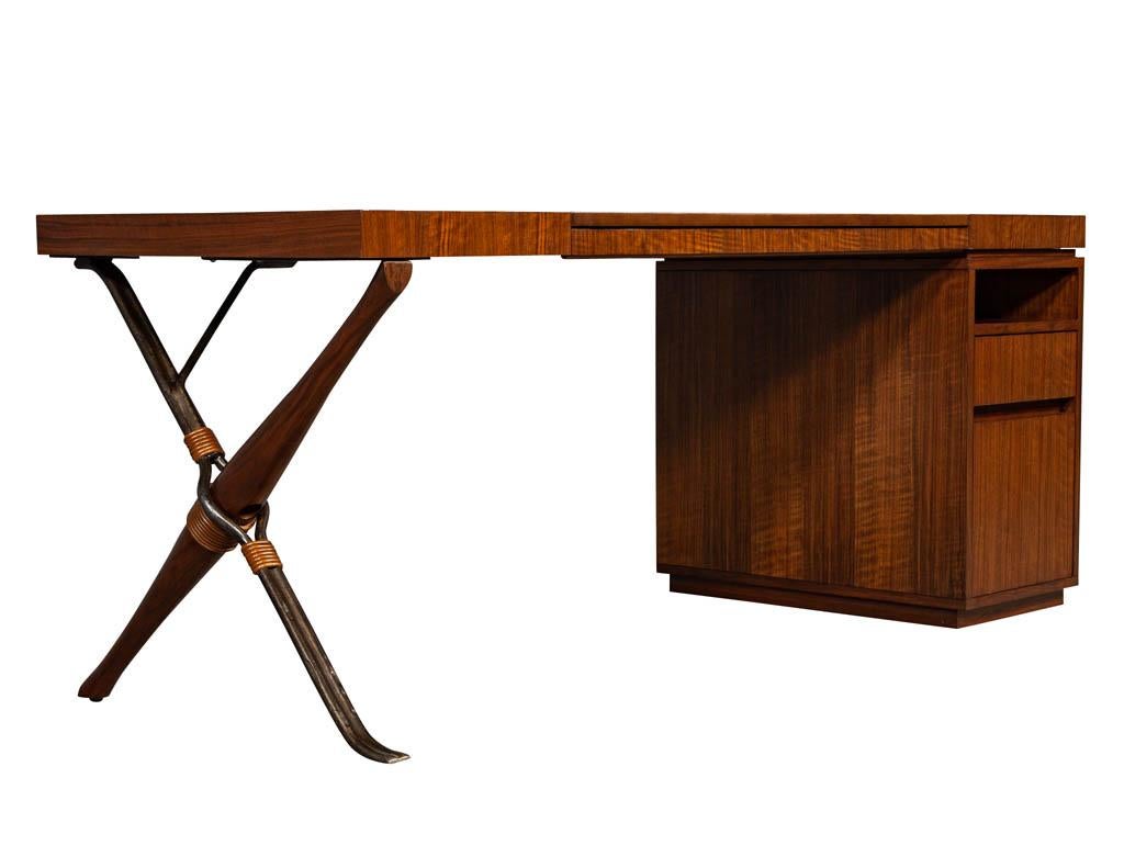 Modern Walnut Leather Top Writing Desk by Baker Furniture Mcguire Desk 3