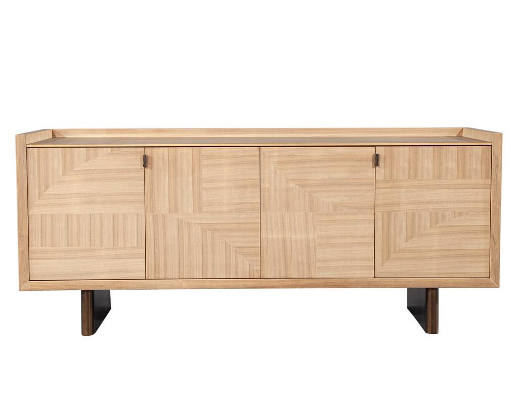 Modern Walnut Marquetry Sideboard in Natural Finish by Baker Furniture For Sale 2