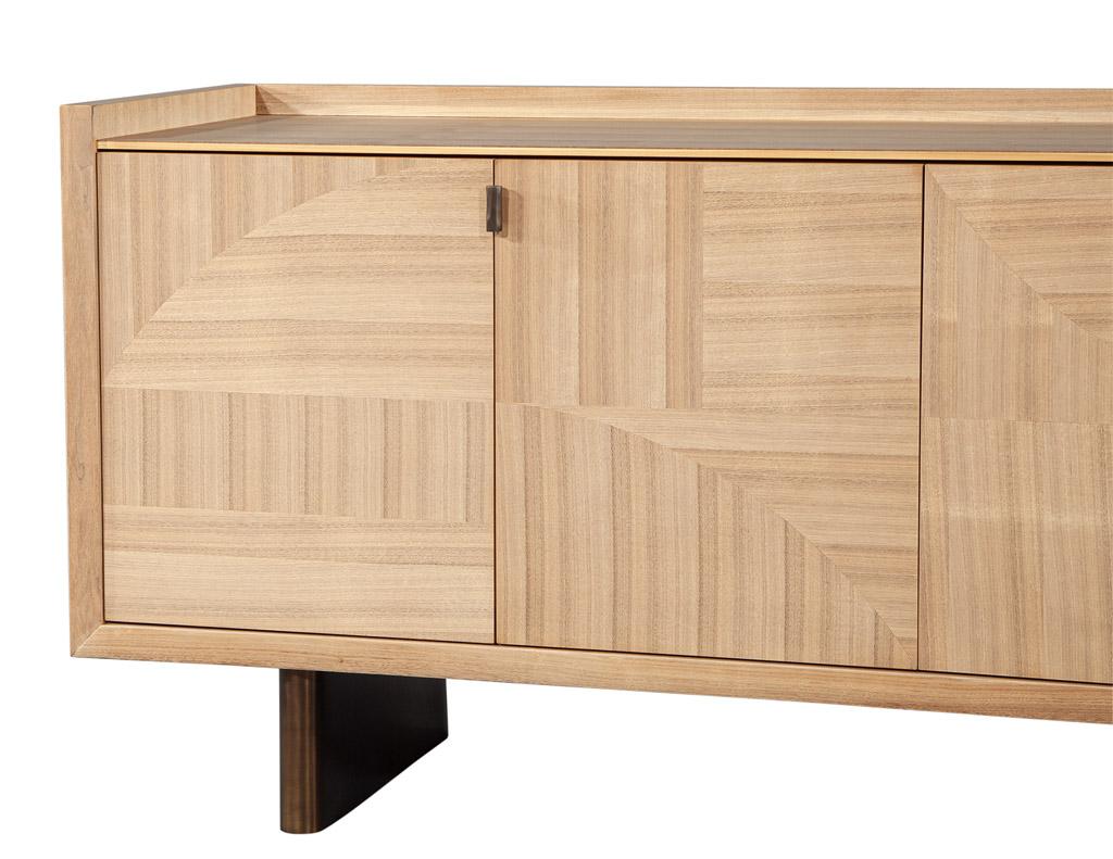 Modern Walnut Marquetry Sideboard in Natural Finish by Baker Furniture For Sale 4
