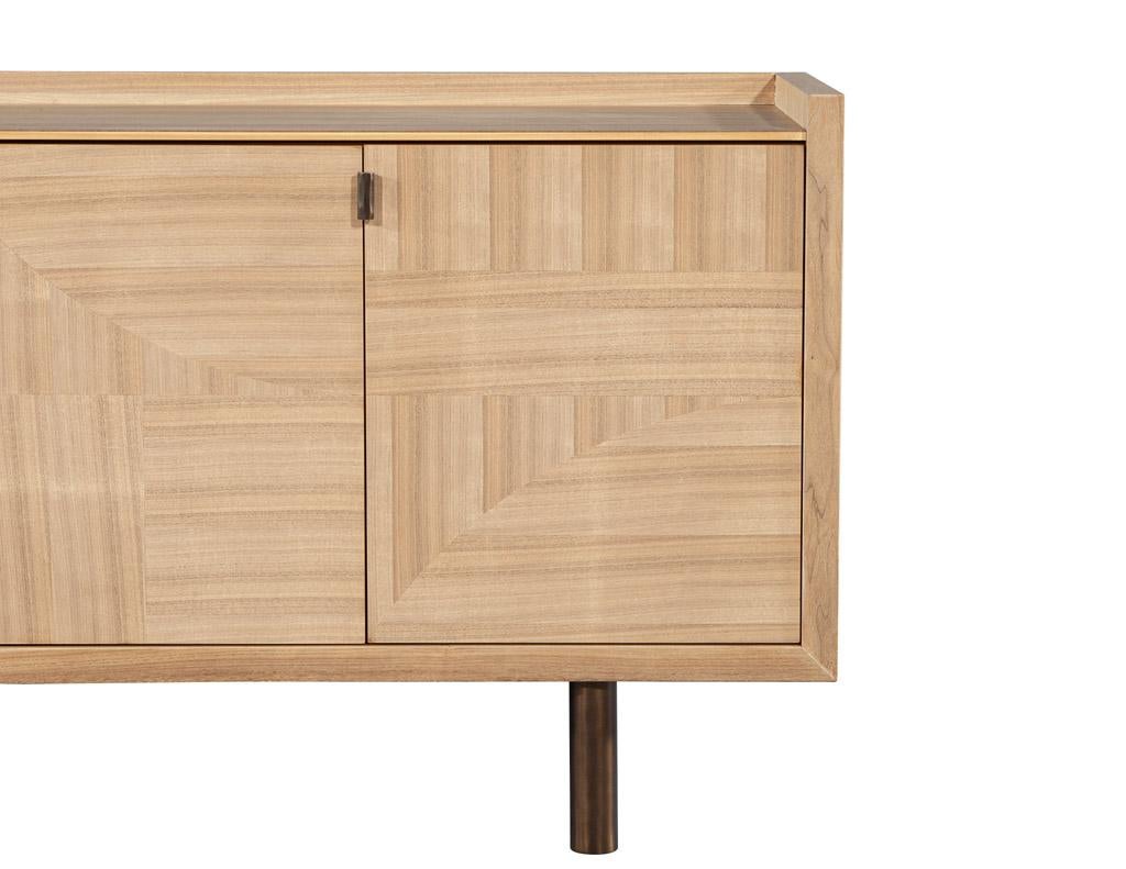 Modern Walnut Marquetry Sideboard in Natural Finish by Baker Furniture For Sale 8