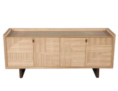 Modern Walnut Marquetry Sideboard in Natural Finish by Baker Furniture