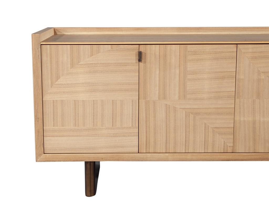 Modern Walnut Marquetry Sideboard in Natural Finish by Baker Furniture For Sale 12