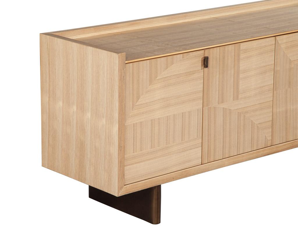 Modern Walnut Marquetry Sideboard in Natural Finish by Baker Furniture In Excellent Condition For Sale In North York, ON
