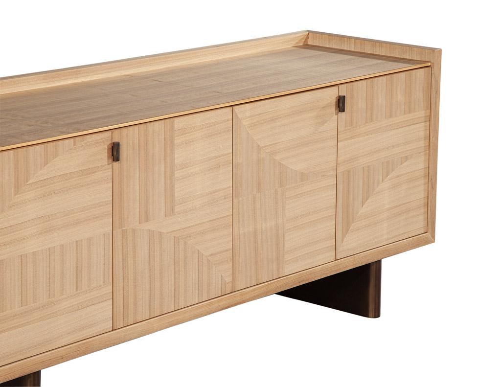 Contemporary Modern Walnut Marquetry Sideboard in Natural Finish by Baker Furniture For Sale