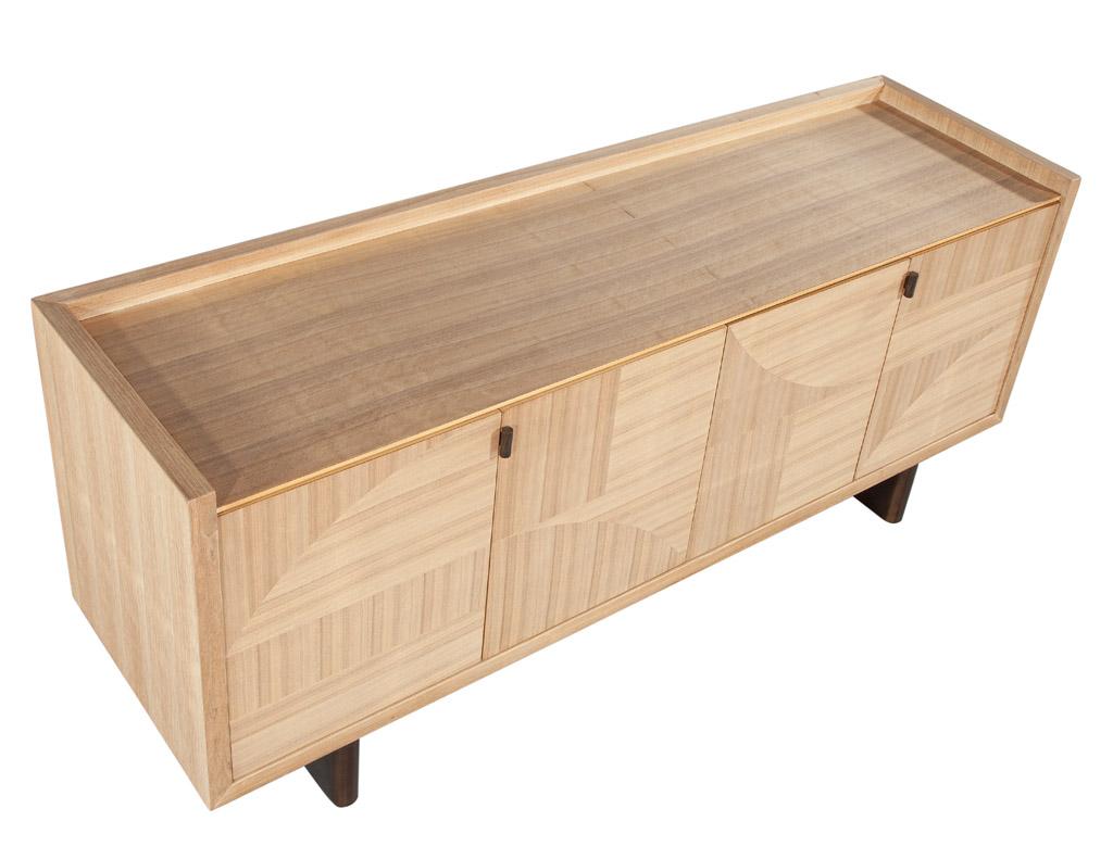 Metal Modern Walnut Marquetry Sideboard in Natural Finish by Baker Furniture For Sale