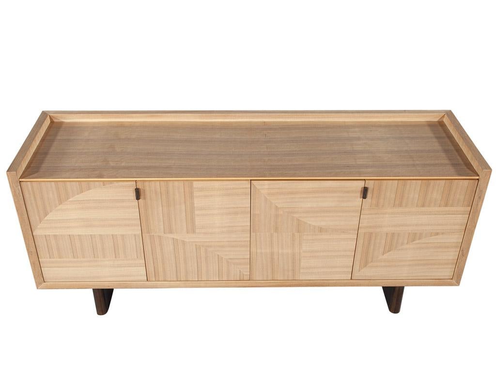 Modern Walnut Marquetry Sideboard in Natural Finish by Baker Furniture For Sale 1