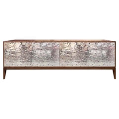 Modernes viertüriges Sideboard „Milano“ aus Walnussholz mit Spiegelmosaik von Ercole Home