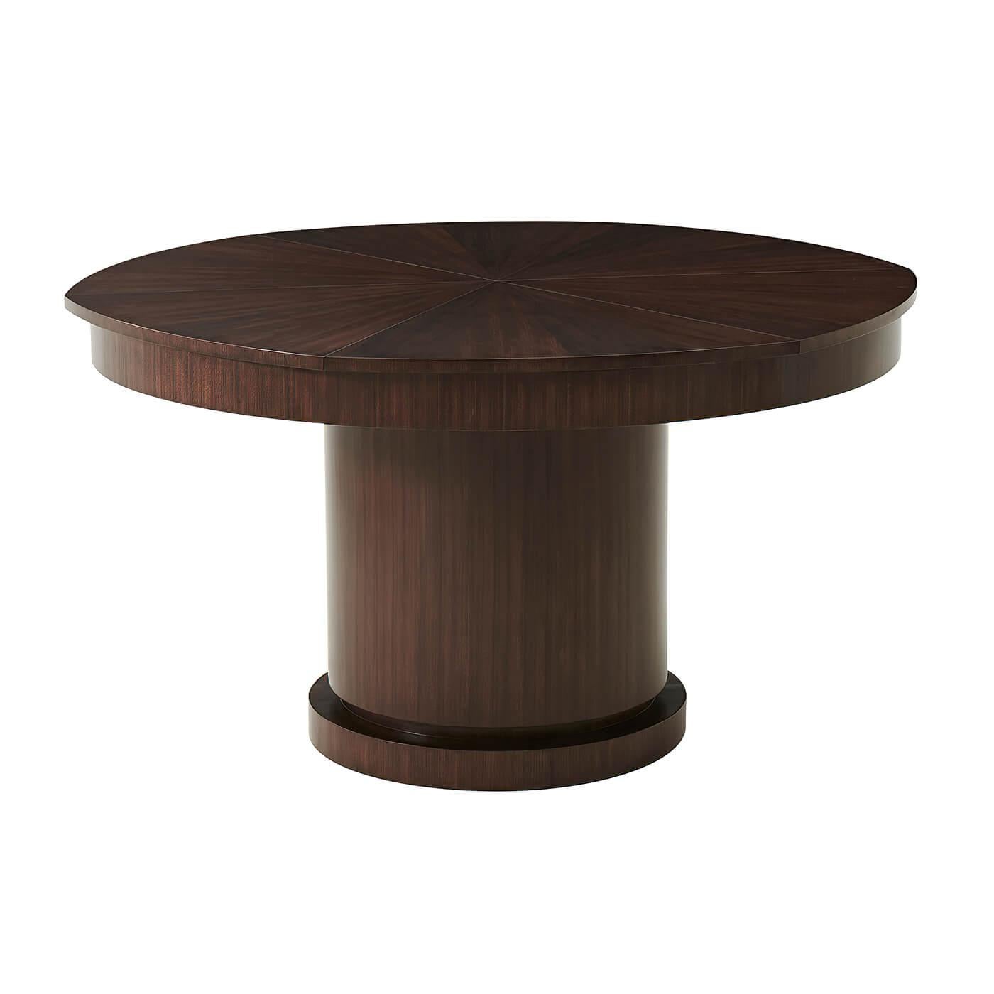 Mid-Century Modern Modern Walnut Round Extension Dining Table