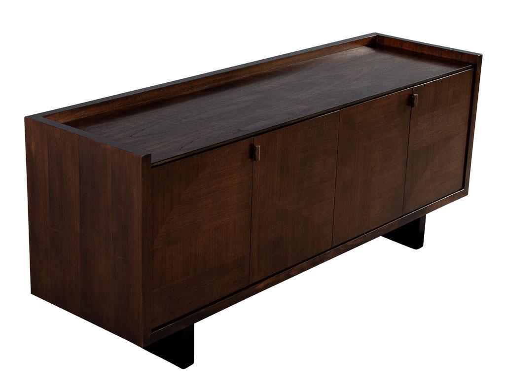 Contemporary Modern Walnut Sideboard Buffet with Marquetry Inlay For Sale