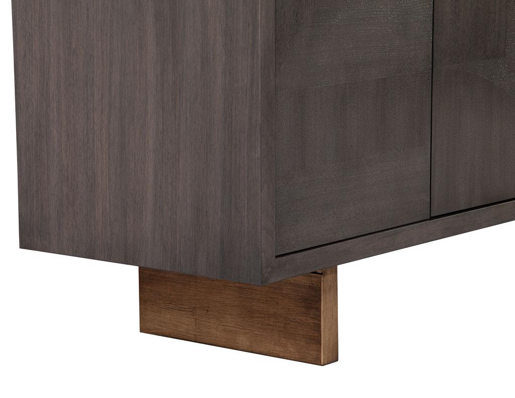 Modern Walnut Sideboard Buffet with Marquetry Inlay in Grey Wash Finish For Sale 4
