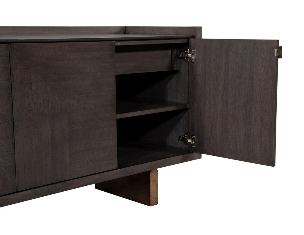 Modern Walnut Sideboard Buffet with Marquetry Inlay in Grey Wash Finish For Sale 5