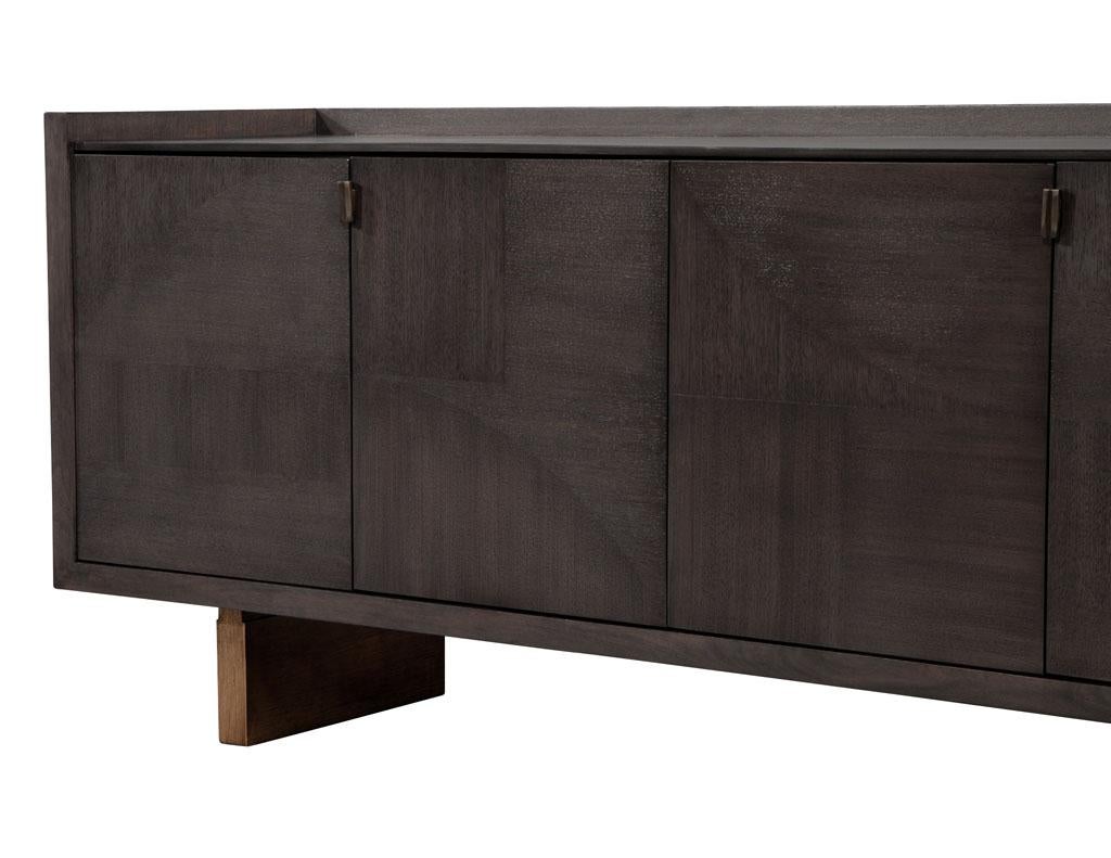 Modern Walnut Sideboard Buffet with Marquetry Inlay in Grey Wash Finish For Sale 6