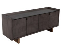 Modern Walnut Sideboard Buffet with Marquetry Inlay in Grey Wash Finish