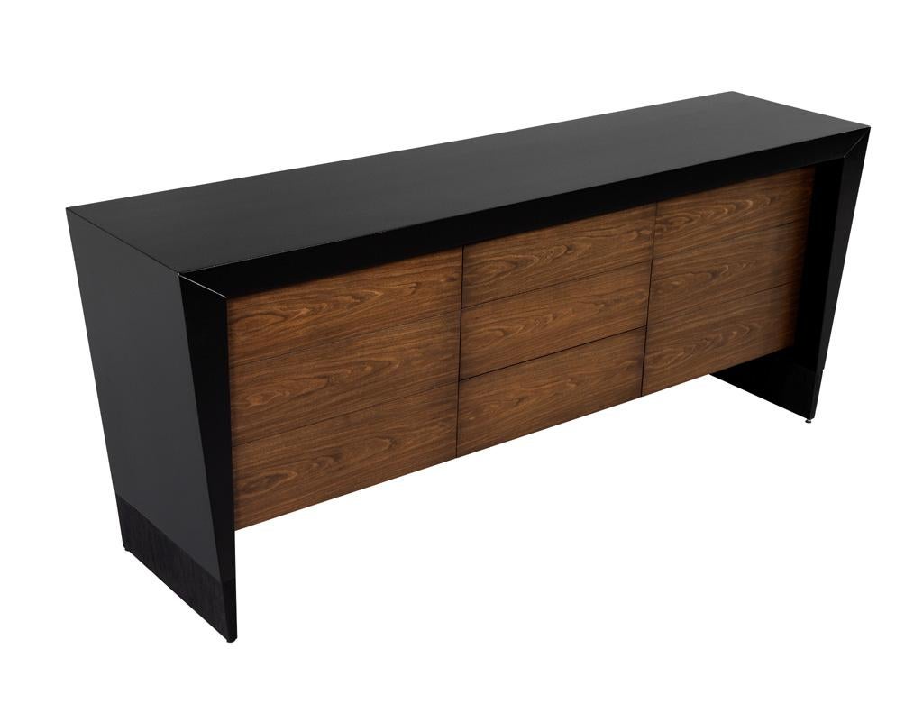 Modern Walnut Sideboard Credenza by Baker Furniture For Sale 7