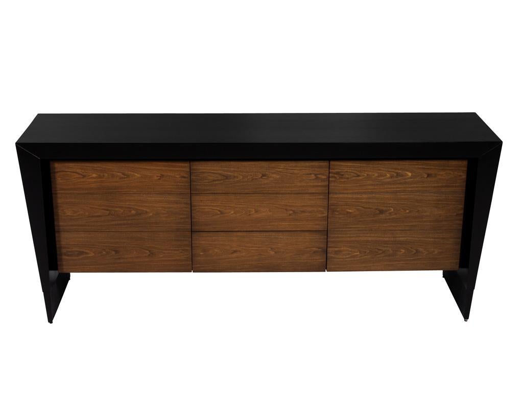 Modern Walnut Sideboard Credenza by Baker Furniture For Sale 8