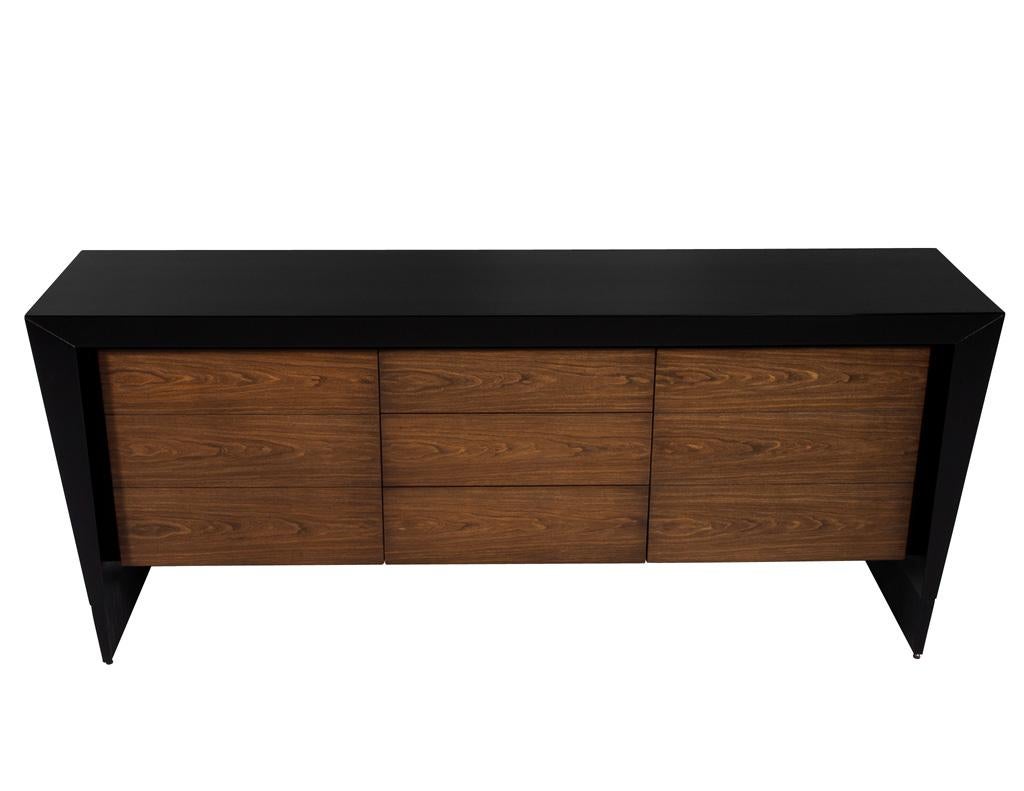 Modern Walnut Sideboard Credenza by Baker Furniture For Sale 9